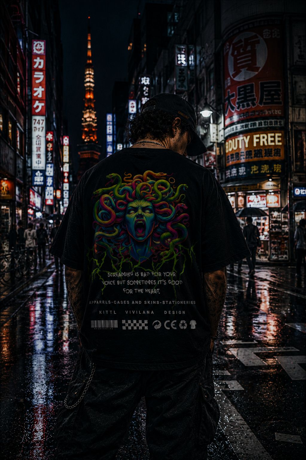 Medusa Graphic T-Shirt | Neon Mythology Streetwear Tee | VIVILANA