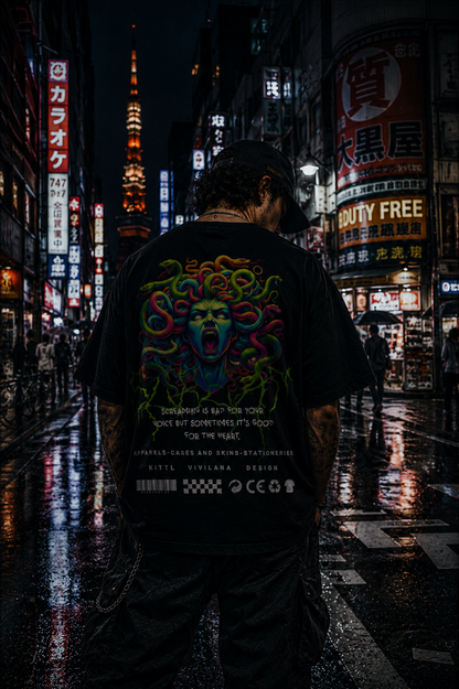 Man Wearing Medusa Graphic T Shirt