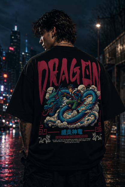 VIVILANA Dragon Graphic Tee — Bold Asian-Inspired Snake Dragon Design