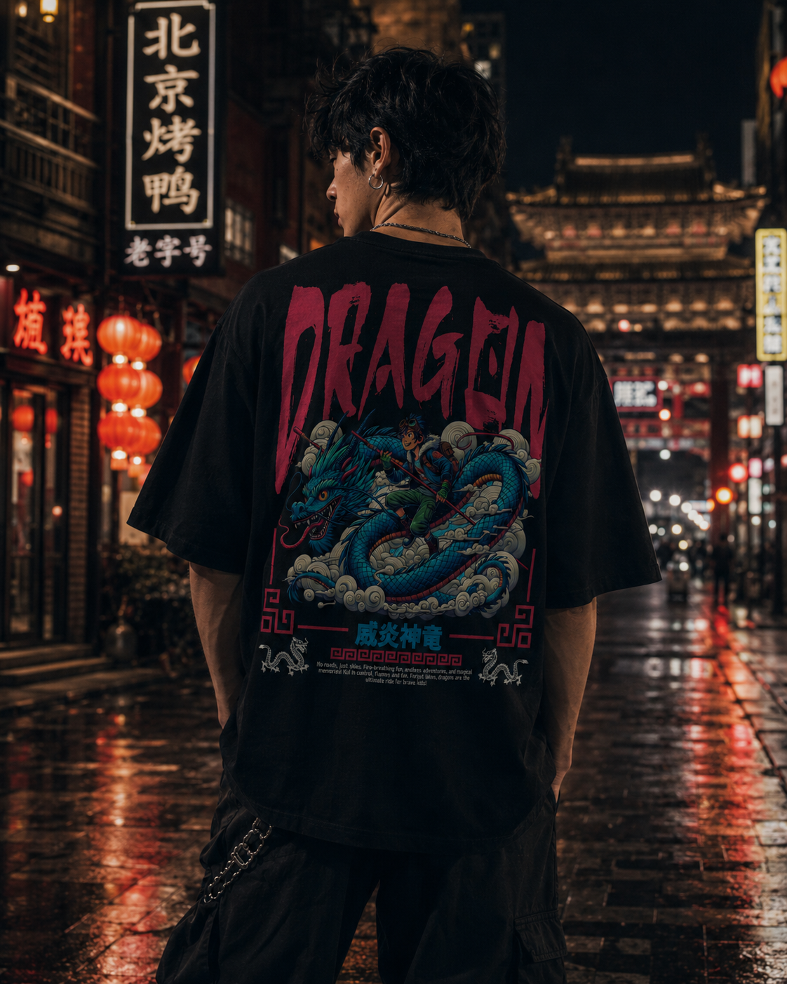 VIVILANA Dragon Graphic Tee — Bold Asian-Inspired Snake Dragon Design